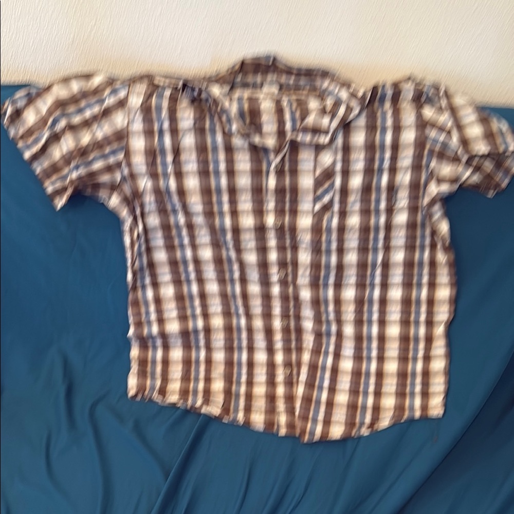 Columbia Men's Casual Plaid Button Down Shirt - Brown and White